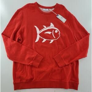 Southern Tide Knit Pullover Crew Neck Fish Logo Sweater Red Men's L